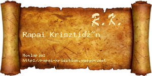 Rapai Krisztián névjegykártya