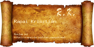 Rapai Krisztián névjegykártya
